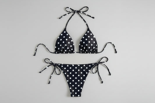 Zwarte Bikini Met Witte Stippen