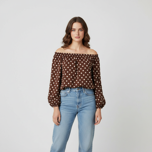 LaFeria Off-Shoulder Top Blouse 🤍🤎