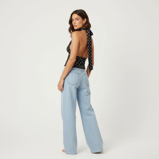 LaFeria Zwart met Witte stippen Halter Top🖤 🤍