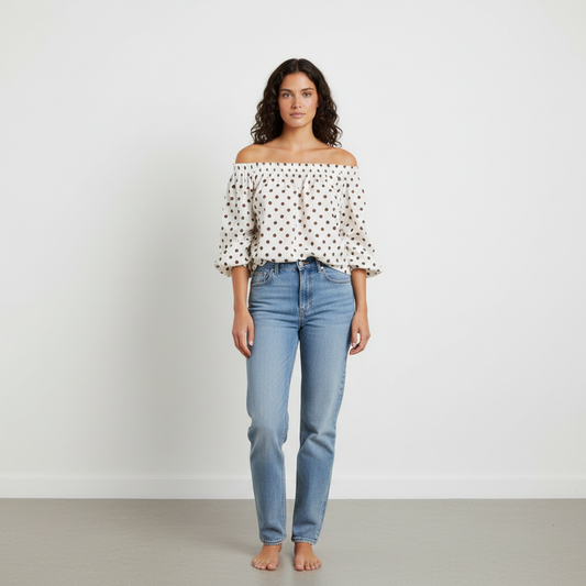 LaFeria Off-Shoulder Top Blouse 🤍🤎